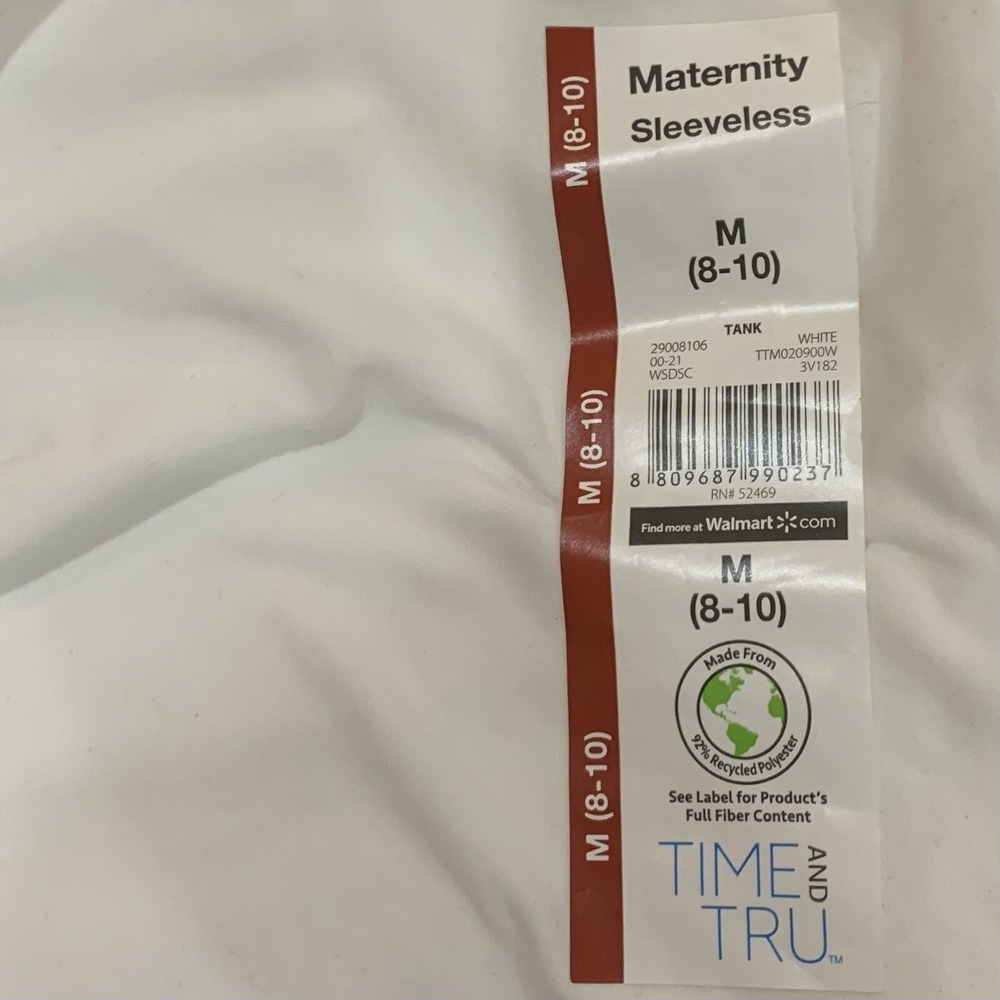 Time and Tru Womens Maternity Tank Top New with Tags White Medium 8-10 Ruched - Picture 6 of 6